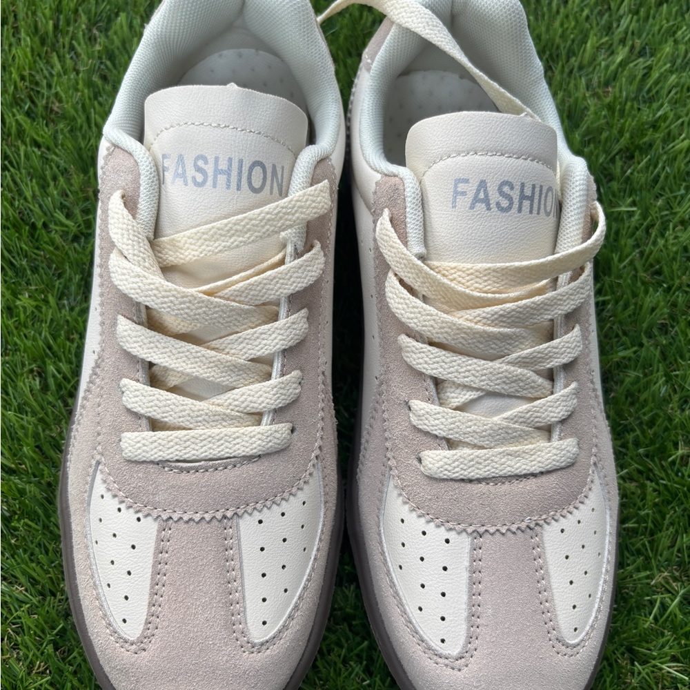 Women's Cream and White Sneakers